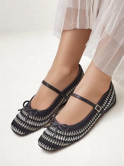 Royalfashion дамски плетени балеринки с каишка Vanot