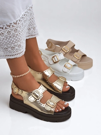 Royalfashion Дамски сандали на дебела подметка с камъчета Rocky Chic