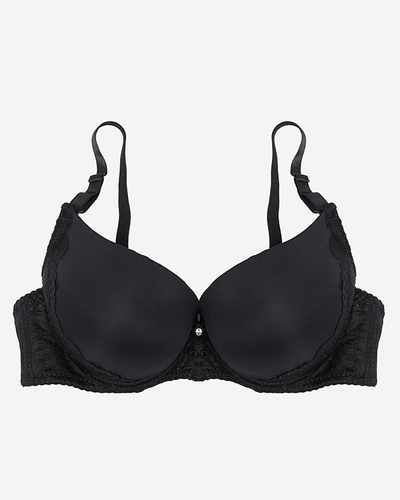 Гладък дантелен сутиен за жени в черно - Бельо