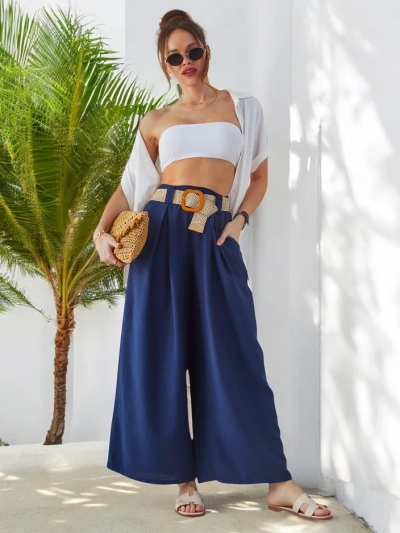 Royalfashion Дамски широки панталони от вискоза