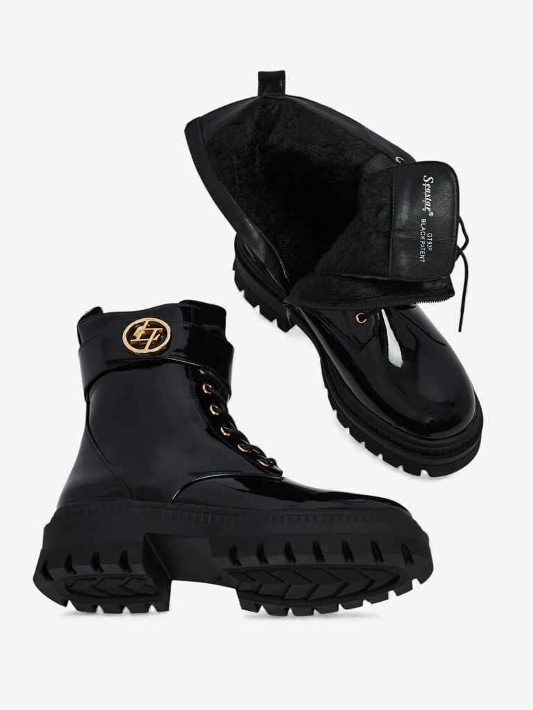 Лакирани дамски еко кожени боти Eulin