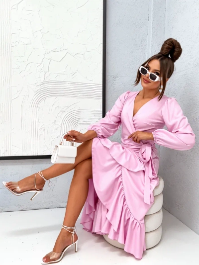 Royalfashion Свързана дамска миди рокля с волани