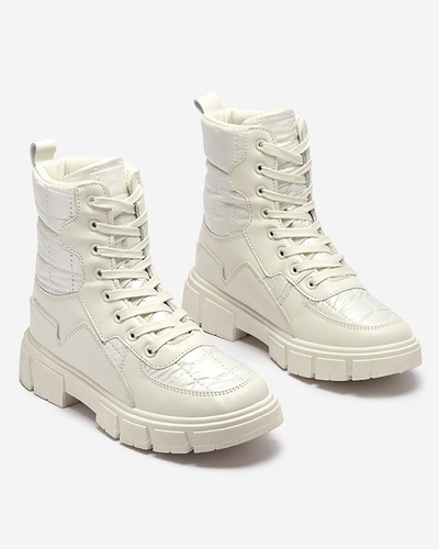 Calista Дамски Обувки Модерни Плоски Боти Кремави