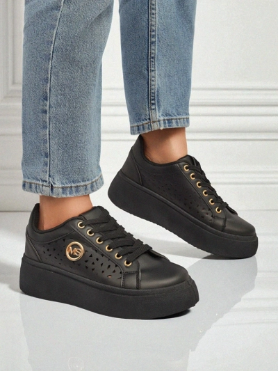 Aurelia Nero - Черна платформа Royalfashion от еко кожа, модел LH201-8