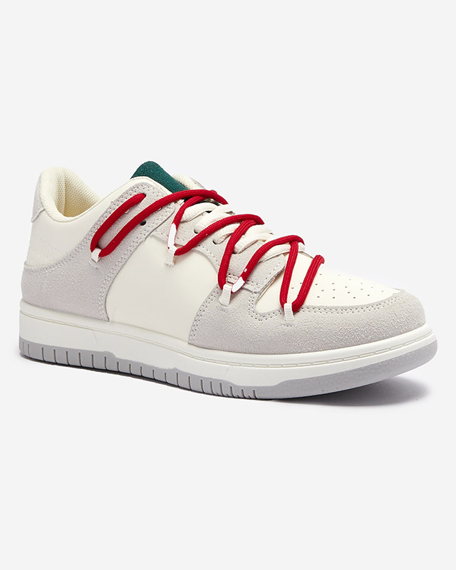 Дамски спортни маратонки в бяло и сиво с червени връзки Olierinc - Обувки