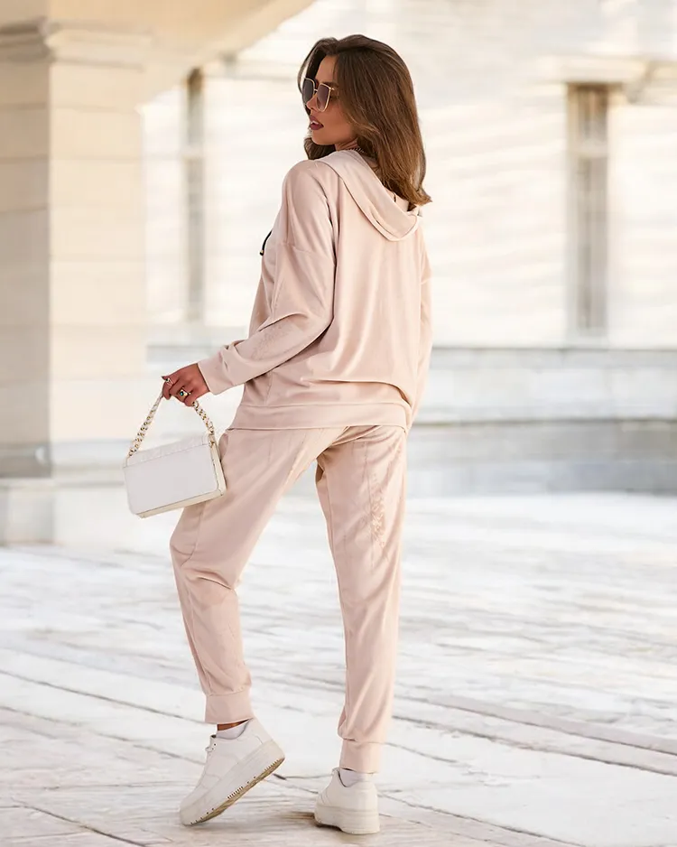 Royalfashion Дамски памучен а'ла велурен комплект