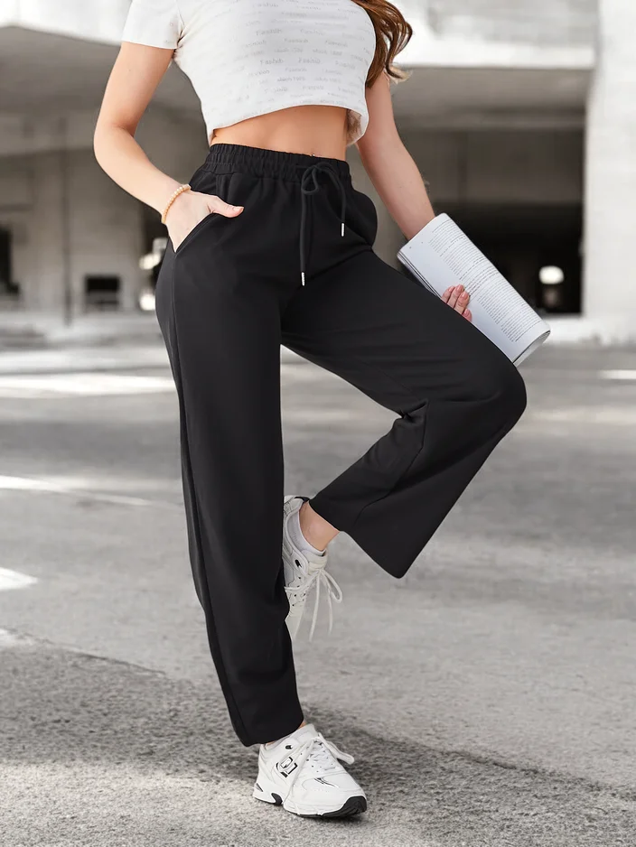 Royalfashion Обикновени дамски панталони с връзка