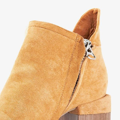 Brązowe damskie botki na słupku Jeneuer - Obuwie