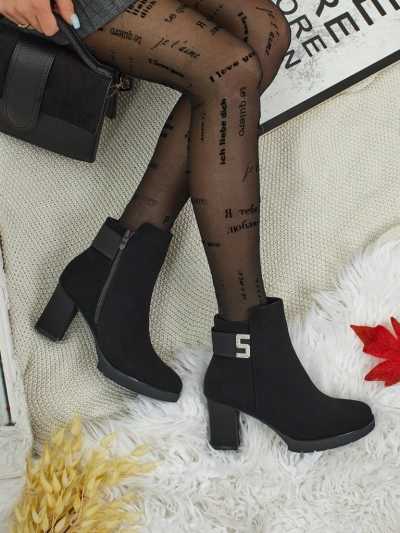 Дамски еко кожени боти до глезена на ток Mireliq