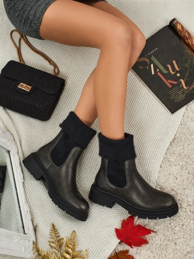 Дамски еко кожени боти с пух Kesy