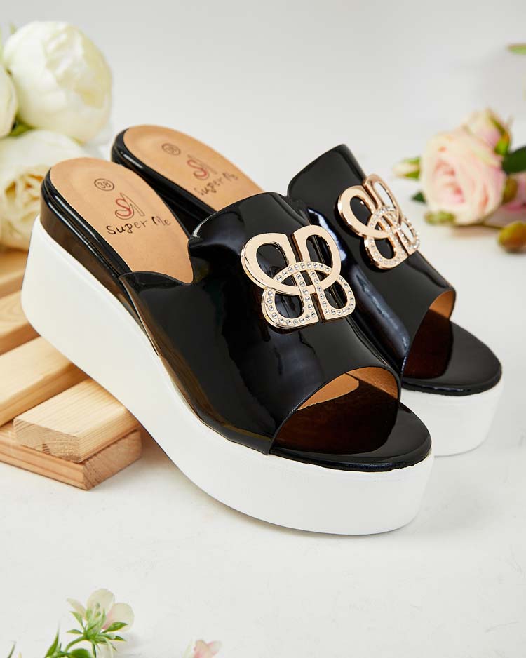 Royalfashion Лакирани дамски джапанки на Sailla