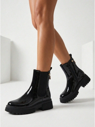 Лакирани дамски еко кожени боти Calebi