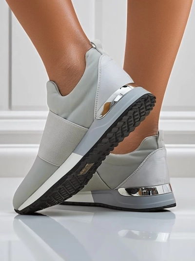 Дамски маратонки Selene Grigio равна подметка гълъбово сив модерен стил