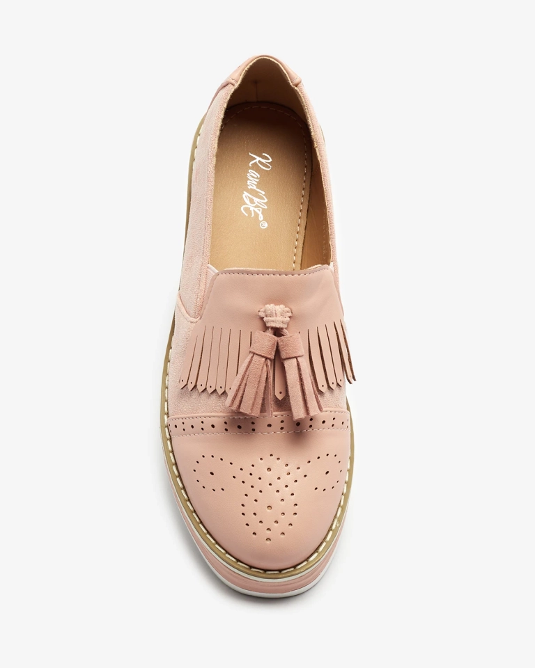 Розови дамски полуботуши на нисък ток Veolita- Footwear