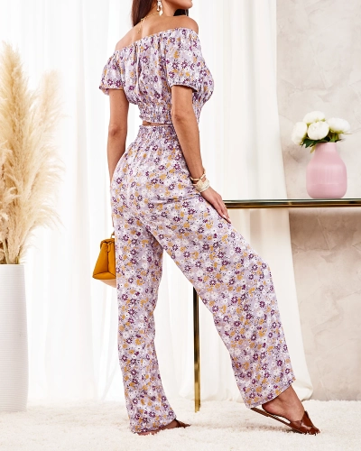 Royalfashion Лилав дамски цветен комплект от две части