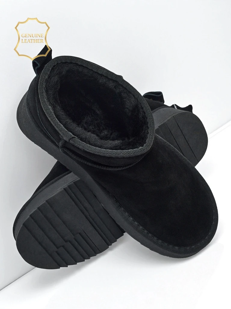 Къси дамски боти а'ла сноубутс от естествена кожа Elunara