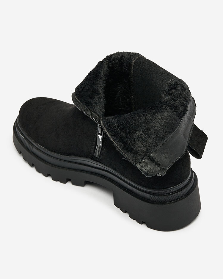 Royalfashion Черни дамски ботуши с декоративна каишка Doasa