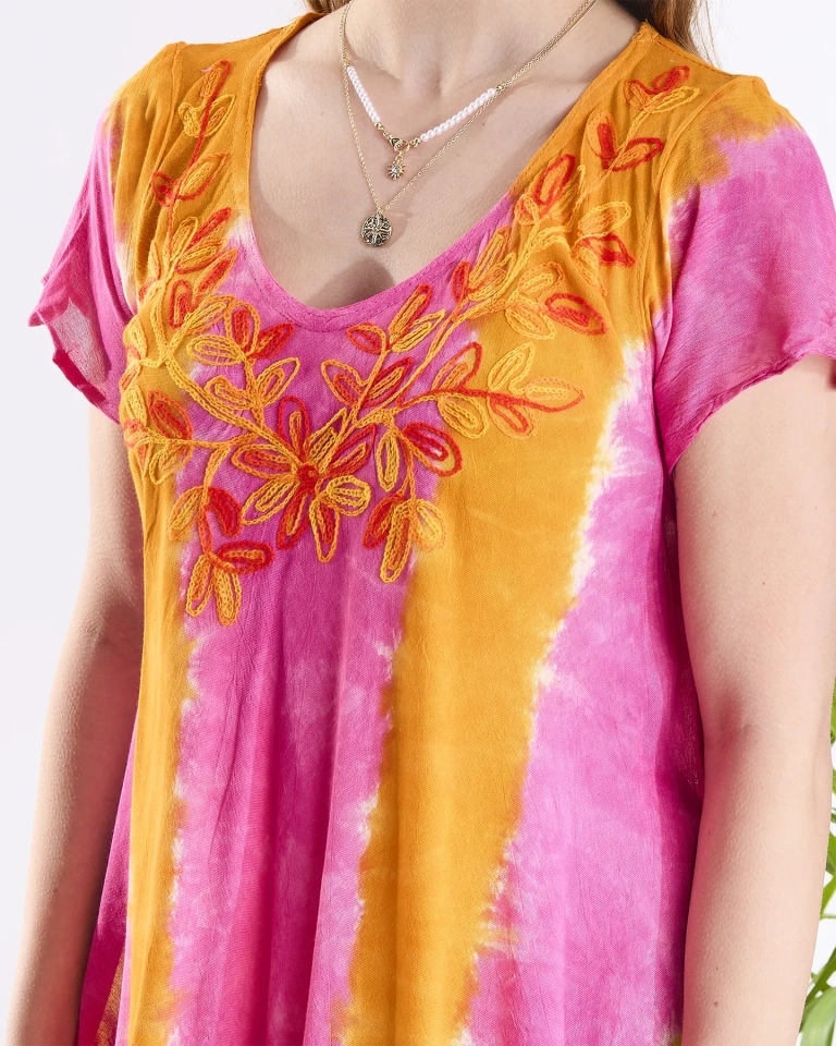 Оранжево-розова дамска плажна рокля narzutka- Облекло