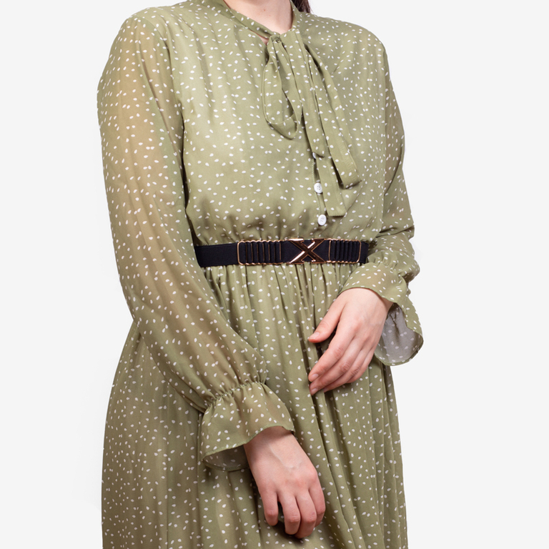 Czarny damski elastyczny pasek z zapięciem z tyłu - Akcesoria