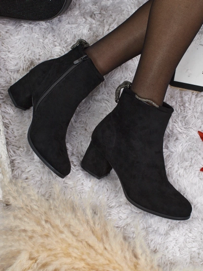 Дамски еко велурени боти до глезена на ток Ornella