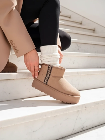 Royalfashion Къси ботуши за жени със стил снягови ботуши Халузи