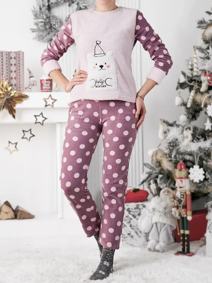 Royalfashion Женски пижами а'ла флийс Здравей зима