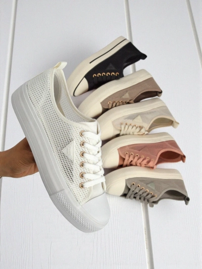 Дамски бели кецове Ariadne Mesh – дишащи кецове на плоска подметка