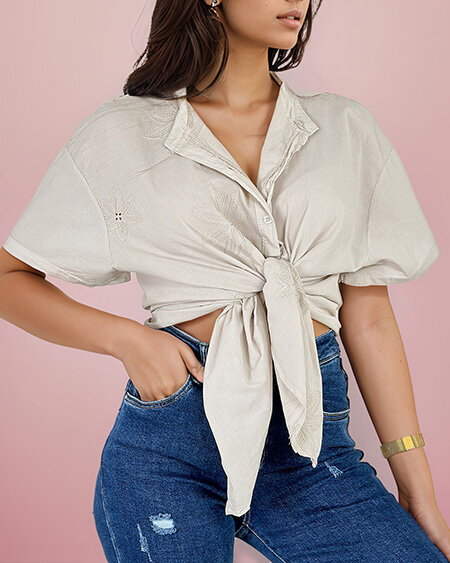 Royalfashion Дамска риза oversize с бродерия