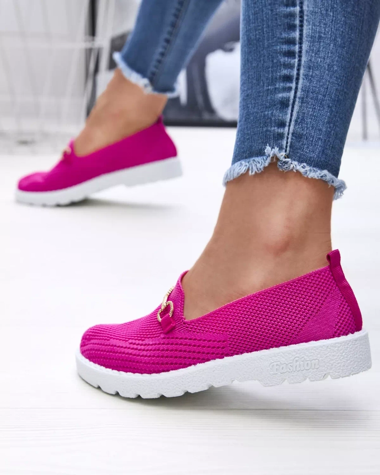 Фуксия Дамски маратонки със златна украса Enelida - Обувки