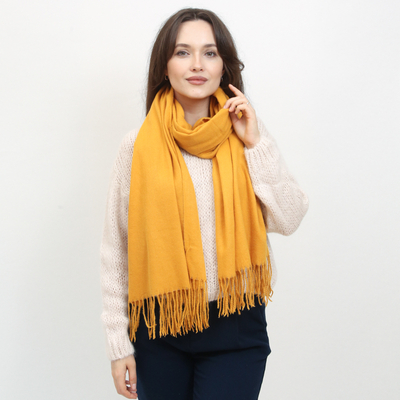 Горчица Голям топъл шал с пискюли - Аксесоари