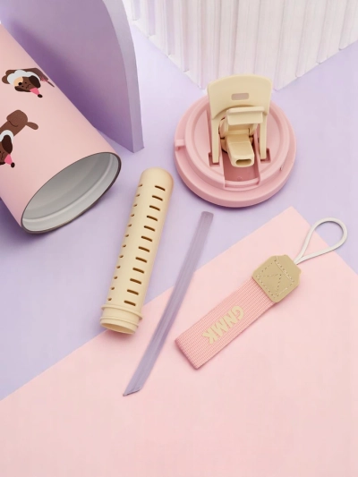 Royalfashion Термочаша с кошница, сламка и отвор Happy Dog