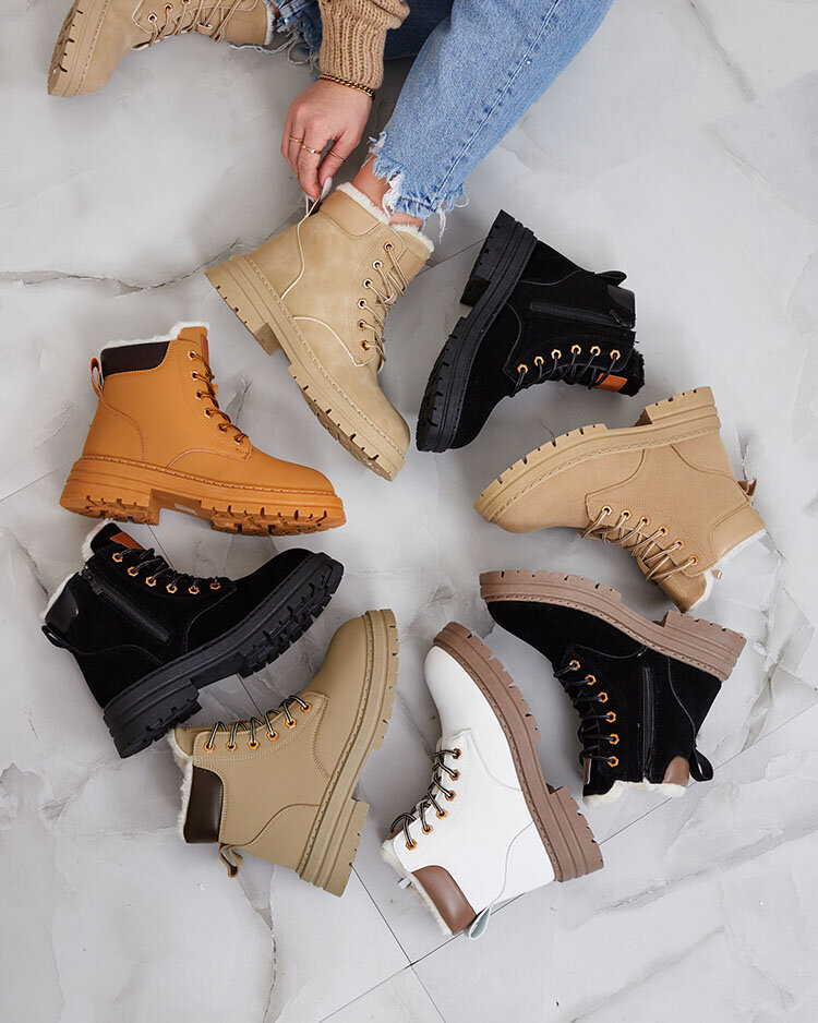 Royalfashion Бежови дамски изолирани ботуши тип "трапер" Radoras