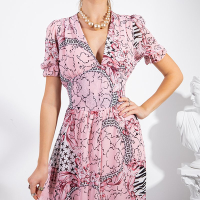 Różowa damska maxi sukienka - Odzież