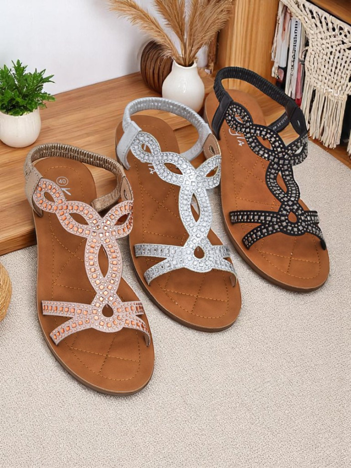 Royalfashion Дамски сандали с декоративни каишки Ava Shine