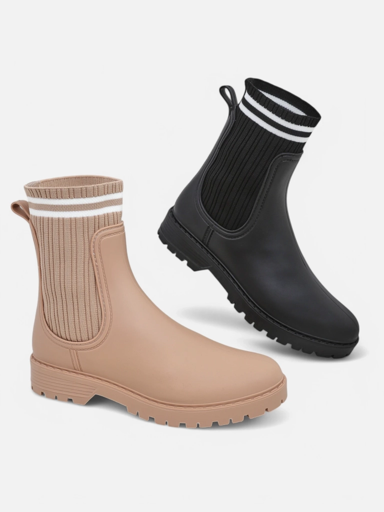 Дамски дъждовни ботуши Royalfashion с по-висок текстилен вложка Scarlesa