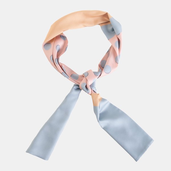 Niebiesko-pomarańczowa apaszka damska w groszki - Akcesoria