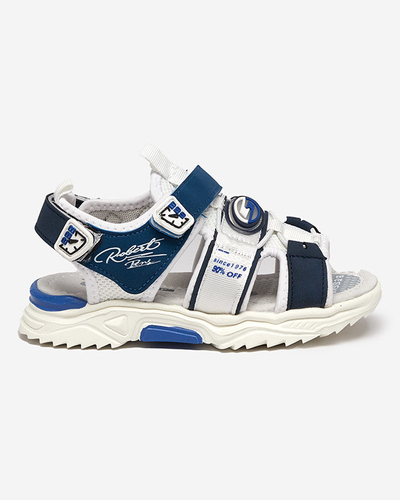 Biało-granatowe chłopięce sandały na rzepy Roserro - Obuwie