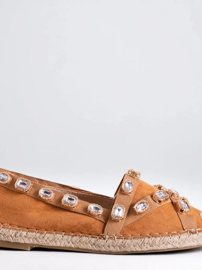 Damskie espadryle z kryształkami w kolorze camel Wamba - Obuwie