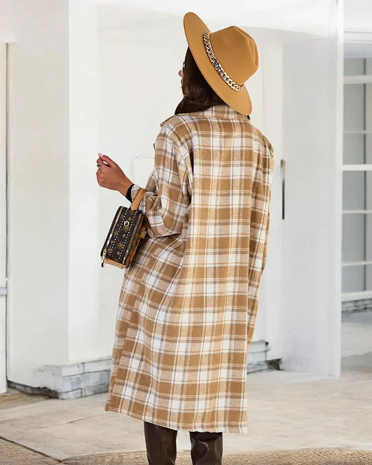 Royalfashion Дамско карирано палто