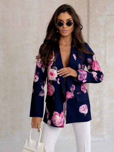 Royalfashion дамско сако без закопчаване с розови цветя