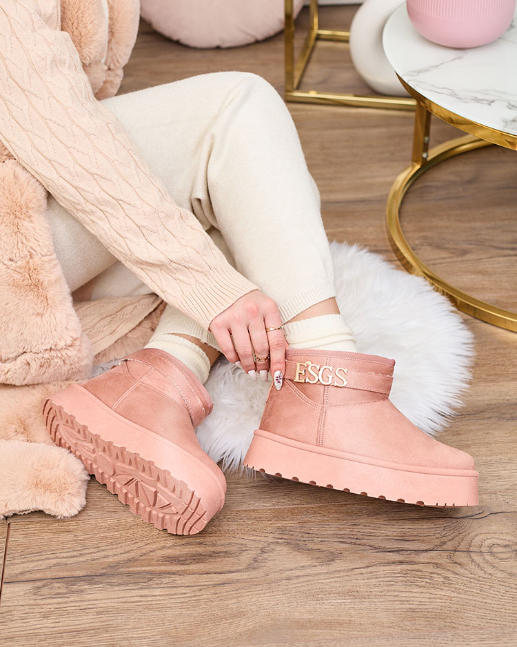 Royalfashion Светлокафяви дамски обувки a'la ботуши за сняг с орнамент Parisela