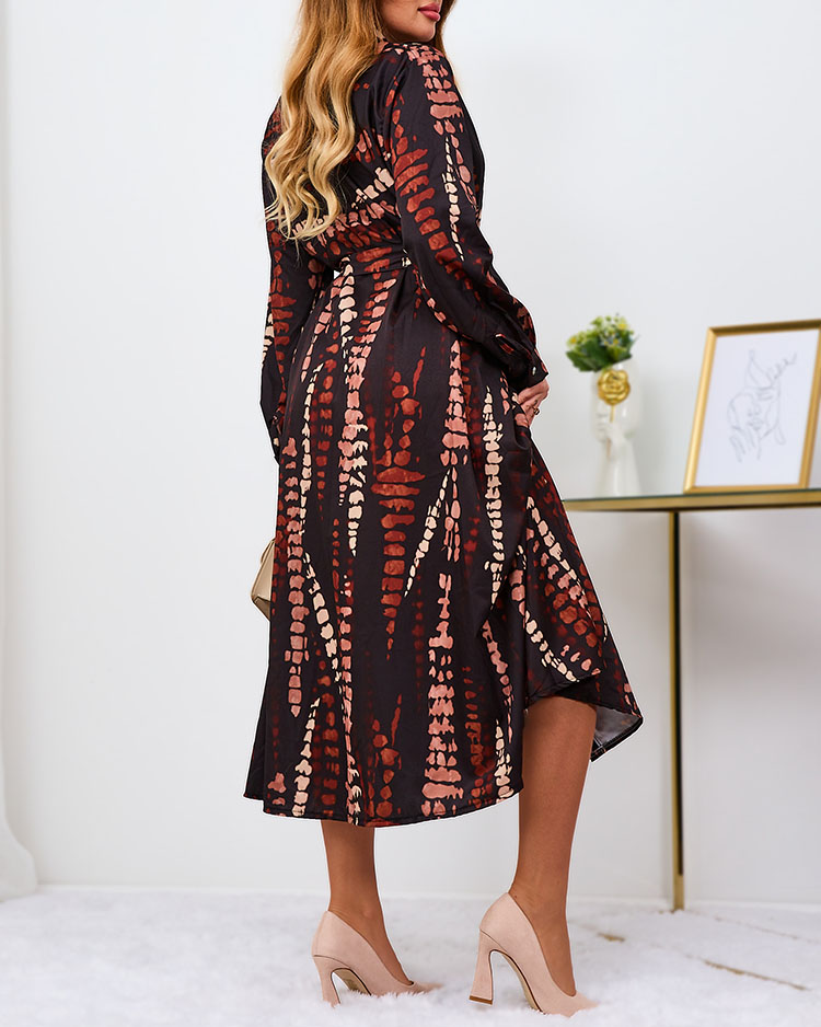 Royalfashion Черно-кафява дамска макси рокля с шарки