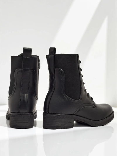 Дамски боти Oslynne от еко кожа с връзки