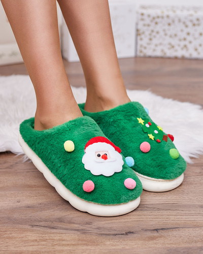 Royalfashion Коледни дамски чехли в зелено Fertemse