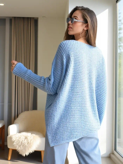 Royalfashion Женски oversized акрилен пуловер с сърца