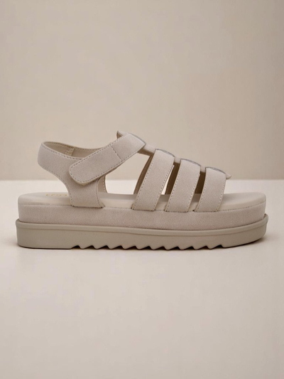 Сандали Royalfashion - Caligae Бежови Велурени на Платформа - Идеални за Лятото и Пролетта