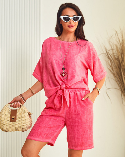 Royalfashion Дамски овърсайз комплект от памук и лен