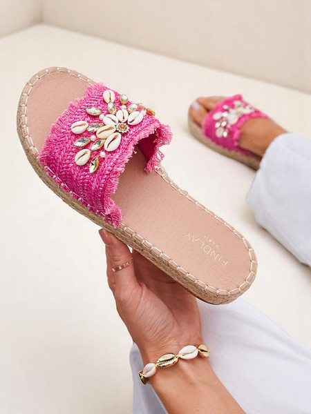 Дамски чехли Royalfashion Callista Фуксия на платформа с мидички