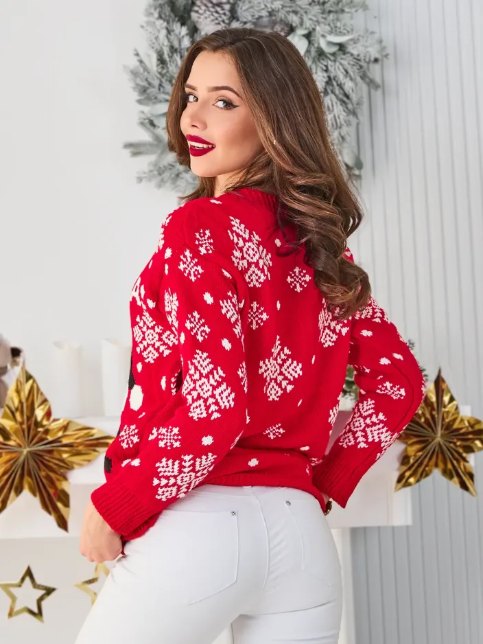 Royalfashion Коледен пуловер за жени с Дядо Коледа