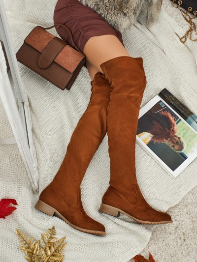 Дамски еко велурени ботуши над коляното Denvoria